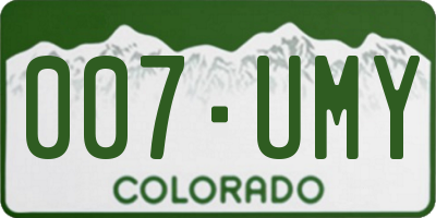 CO license plate 007UMY