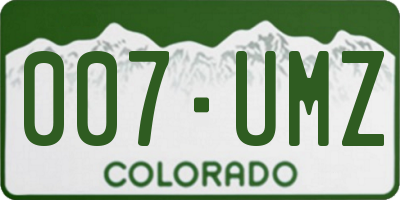 CO license plate 007UMZ