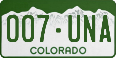 CO license plate 007UNA