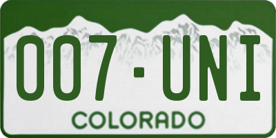 CO license plate 007UNI