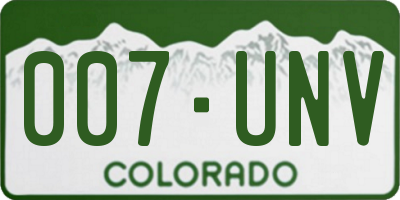 CO license plate 007UNV