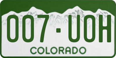 CO license plate 007UOH