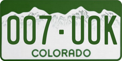 CO license plate 007UOK
