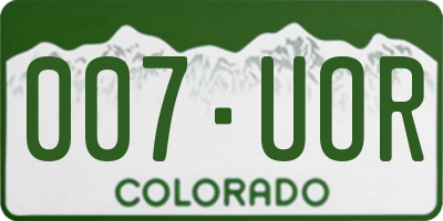 CO license plate 007UOR