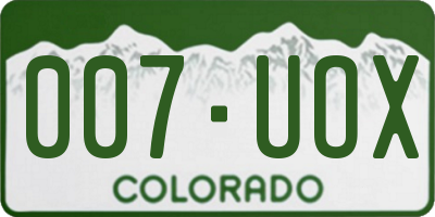 CO license plate 007UOX