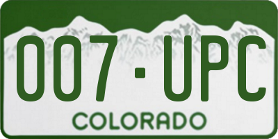 CO license plate 007UPC