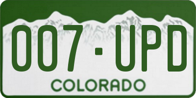 CO license plate 007UPD