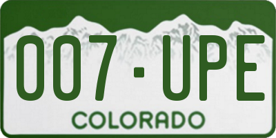 CO license plate 007UPE