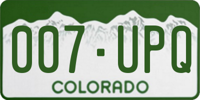 CO license plate 007UPQ