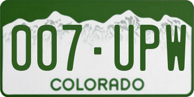 CO license plate 007UPW