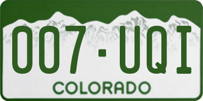 CO license plate 007UQI