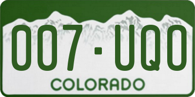 CO license plate 007UQO