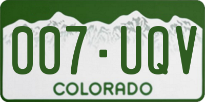 CO license plate 007UQV