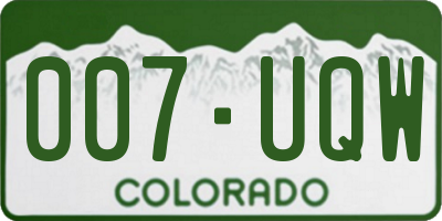 CO license plate 007UQW