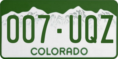 CO license plate 007UQZ