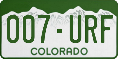 CO license plate 007URF