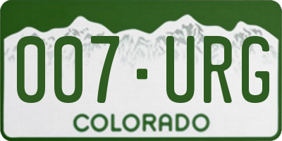 CO license plate 007URG