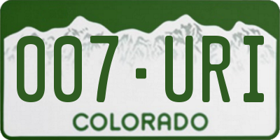 CO license plate 007URI