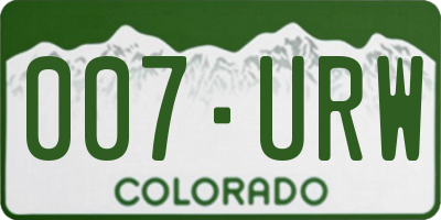 CO license plate 007URW