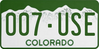 CO license plate 007USE