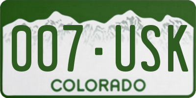 CO license plate 007USK