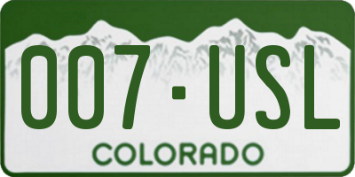 CO license plate 007USL