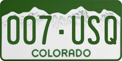 CO license plate 007USQ