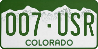 CO license plate 007USR