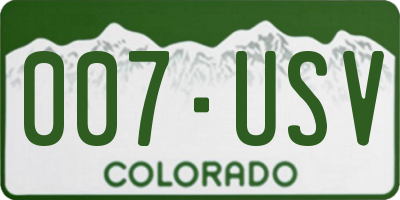 CO license plate 007USV