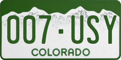 CO license plate 007USY