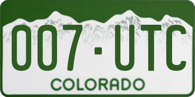 CO license plate 007UTC