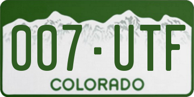 CO license plate 007UTF