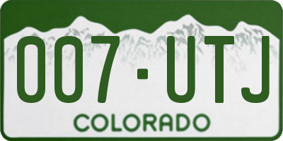 CO license plate 007UTJ