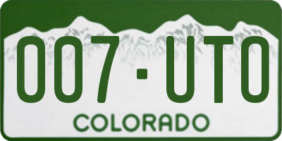 CO license plate 007UTO