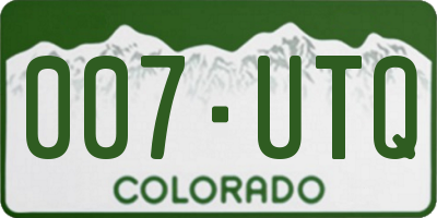 CO license plate 007UTQ