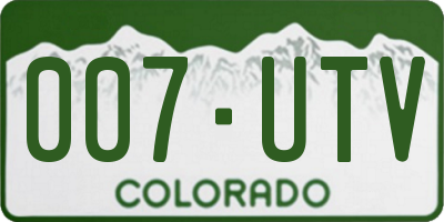 CO license plate 007UTV