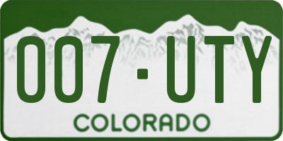 CO license plate 007UTY