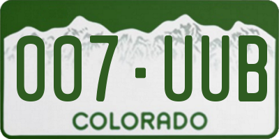 CO license plate 007UUB