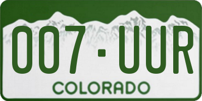 CO license plate 007UUR