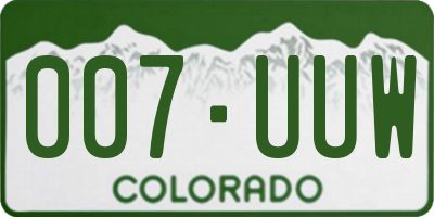 CO license plate 007UUW