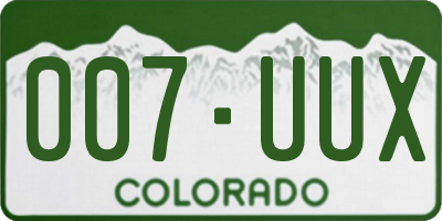 CO license plate 007UUX