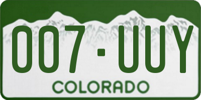 CO license plate 007UUY