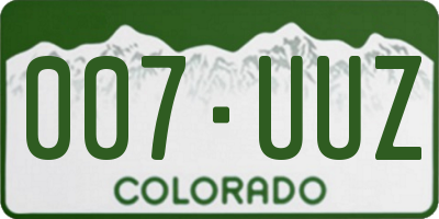 CO license plate 007UUZ