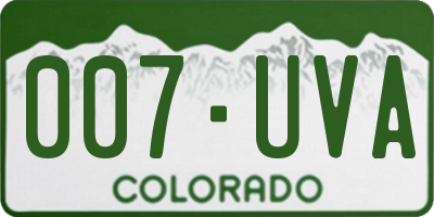 CO license plate 007UVA