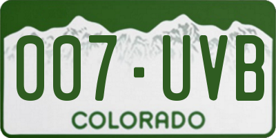 CO license plate 007UVB