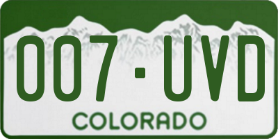 CO license plate 007UVD