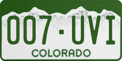 CO license plate 007UVI