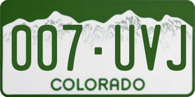 CO license plate 007UVJ