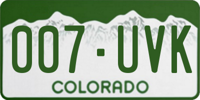 CO license plate 007UVK