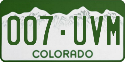 CO license plate 007UVM